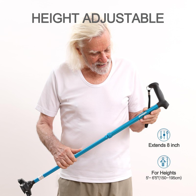 REHAND Walking Cane for Men & Women - Foldable, Adjustable,
