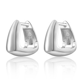 Gold Chunky Hoop Earrings for Women Girls, 14K White Gold Plated Large Thick Hoop Lightweight Hypoallergenic Earrings Jewellery Gifts for Birthday Wedding