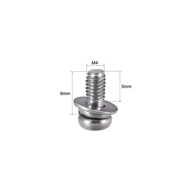 sourcing map M4 x 8mm Stainless Steel Phillips Pan Head
