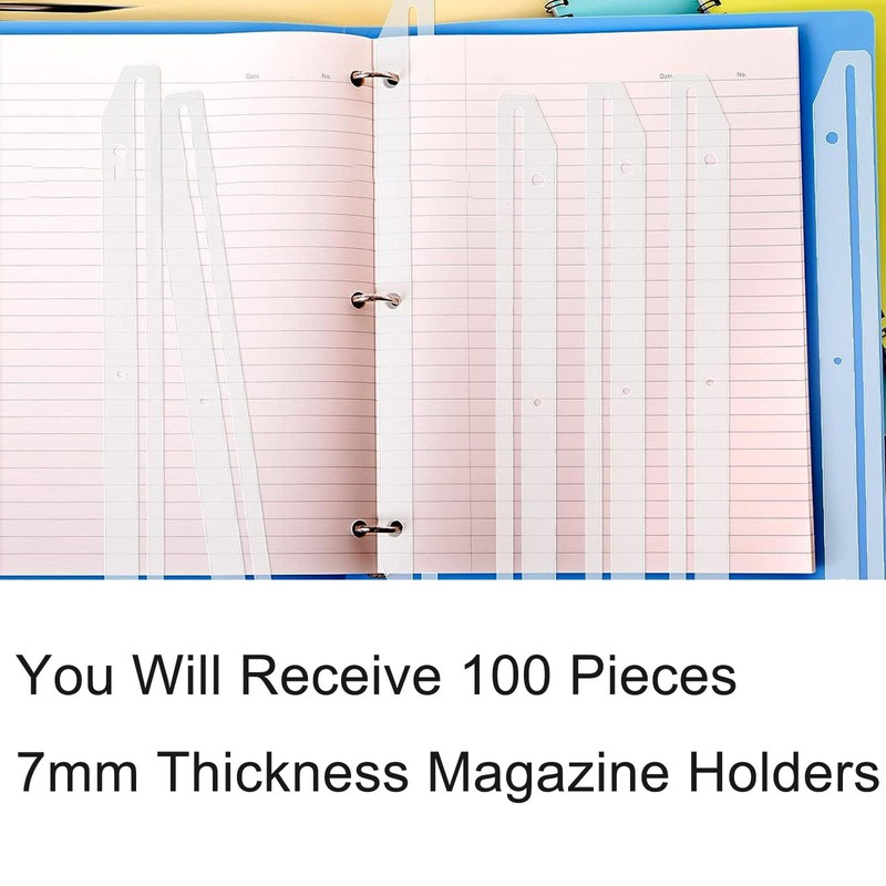 100 Pack 3 Hole Punched Magazine Holders, Magazine Organizer, 3