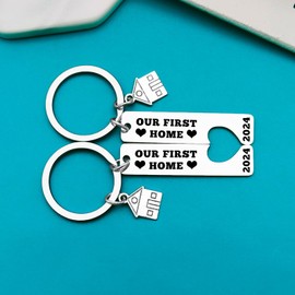 Xiahuyu Our First Home Keychains 2024 New Home Keychain Housewarming Gifts for New Homeowner New House Keychain Moving in Gifts First Home Gifts for Couples Friends Family
