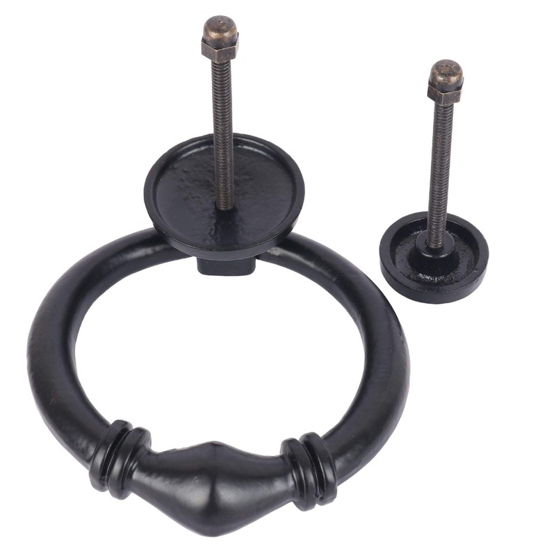 Skandh Iron Antique Design Round Ring Door Knocker (Black Powder