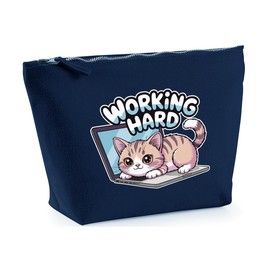 Hippowarehouse Working Card Kitten Laptop Printed Make up Cosmetic wash Bag 18x19x9cm