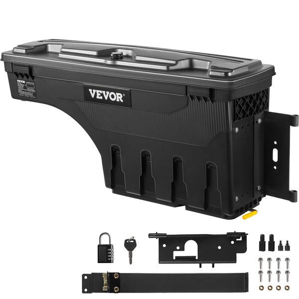 VEVOR Truck Bed Storage Box, Dodge Ram 1500 2019-2021, Passenger Side,Lockable Lid, Waterproof ABS Wheel Well Tool Box 6.6 Gal/20 L with Password Padlock