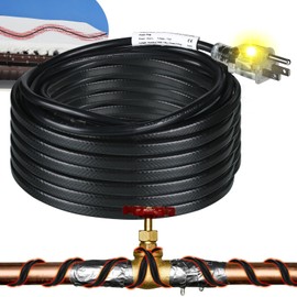 Kingdder 36 Ft (6FT~48FT) Heat Tape for Water Pipes Thermostat Self Regulating Heating Cable with Power Indicator Plug Built-in, Heavy Duty Heating Cable for Pipe Freeze Protection, 120V 8W/ft