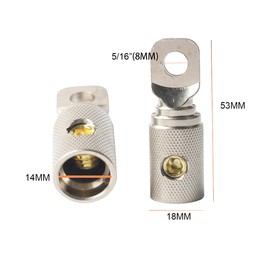 0 Gauge Wire Terminal Connector 5/16 Ring Wiring Connectors for Battery Bank Inverter Projects Car Audio Amplifier 4PCS with Adhesive Heat Shrink Tubing