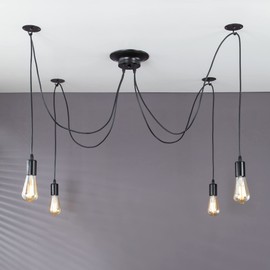 PIPE DECOR 4-Arm Adjustable Spider Light, Industrial Chandelier Pendant Lamp for Kitchen Island, Dining Room, Bedroom, Living Room, Bar or Restaurant