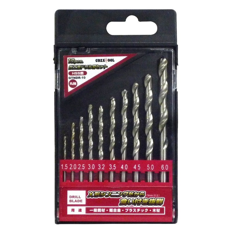 GREATTOOL GTNDR-10 HSS Steel Drill Blade Set, Set of 10