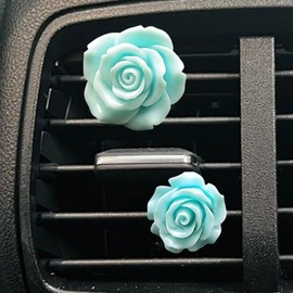 ZIMISI 2PCS Rose Flower Car Vent Clips, Car Air Freshener Vent Clip, Cute Dashboard Air Vent Trim Clips, Vehicle Air Conditioner Outlet Diffuser Decoration Accessories for Women (Blue)