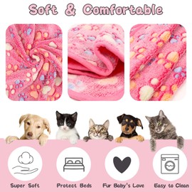 Viiotu Dog Blanket Warm Sleeping Mat, Soft Coral Fleece Pet Blanket, Cute Paw Print Cat Blanket Dog Accessories for Bed Couch Sofa (Pink, Medium (30"x20"))