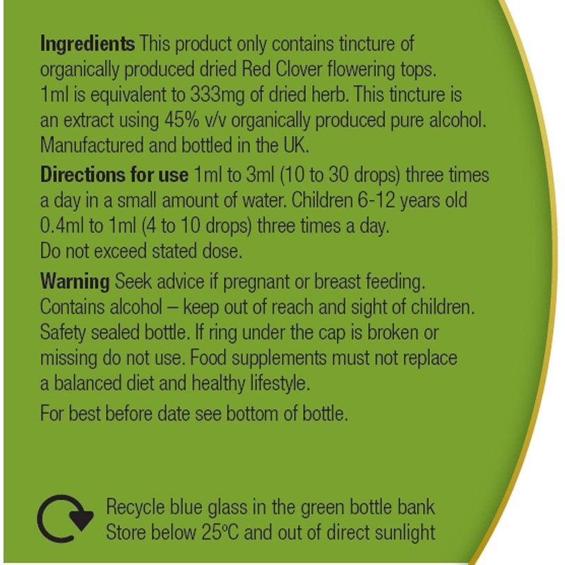 Organic Herbal Remedies Red Clover Tincture, 100 ml