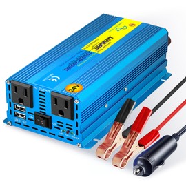 LVYUAN 1000 Watt Pure Sine Wave Power Inverter 24V DC to 110V/120V AC Converter with 2 sockets and 2 USB Port for Car Truck Family Solar System,RV, Truck,Road Trip & Emergency