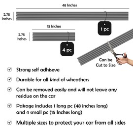 Rubber Bond DIY Car Bumper Protectors - Set of 5 Strong Self-Adhesive Rubber Bumper Guards for Cars - Anti-Scratch and Anti-Collision No-Residue Rubber Bumper Car Protection Strips - Grey