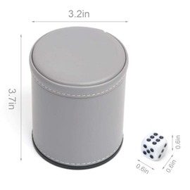 TUZAMA Felt Lined Professional Dice Cup - with 6 Dices Quiet for Yahtzee Game (Gray)