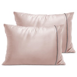 Fittia Satin-Pillowcase Queen Size, Silk Satin Pillow Cases 2 Pack for Hair and Skin, Smooth and Soft with Envelope Closure, Taupe, 20x30''