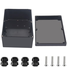 Otdorpatio Project Box ABS Black Electrical Boxes IP67 Outdoor Waterproof box Electronic Junction Box Power Enclosure with Cable Glands for DIY Project 11.4 x 8.3 x 3.9 inch (290x190x100mm)