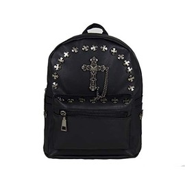 Mini Gothic Metal Cross GOTHX Stud Black Backpack Rucksack | Small Goth School Rock Goth Bag