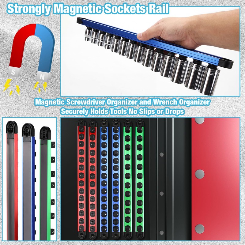 Ceenna 24 Piece Magnetic Socket Organizer Set, Heavy Duty Socket