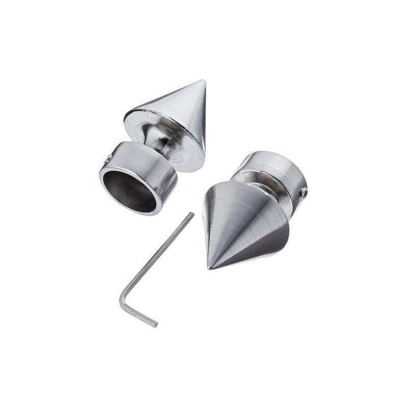 Gardinia Tip 2 x End Piece Metal Stainless Steel Look