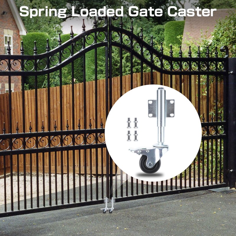NORJIN 4Inch Spring Loaded Gate Caster, Swivel Caster Wheels Heavy