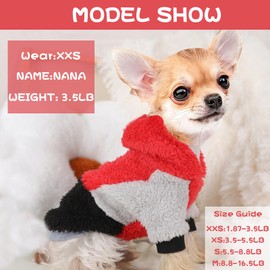 Dog Sweaters for Small Dogs, Fleece Dog Hoodie Clothes, Spring Winter Cute Warm Puppy Chihuahua Sweater, Pet Doggie Sweater for Yorkie Teacup, Cat Apparel (Red, Medium)