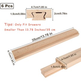6 PCS 35cm/13.78Inch Wooden Drawer Slides Bottom Mount, Classic Traditional Wood Center Guide Track Bottom Mount with Slide Glides, Replacement Inforcement Part for Drawer