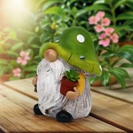 FLJZCZM Resin Holding Shovel and a Flowerpot Garden Mushroom Gnome ，Waterproof Yard Gnomes Outdoor Decor, Gnomes for Garden, Dustproof Gnome Garden Decor - 10×11×13cm/3.9×4.3×5.1"