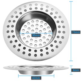 Stainless Steel Kitchen Sink Strainer Plug, Standard Strainer Drain Protector Hair/Food Catcher for Bathroom, Kitchen, Shower （Pack of 4)