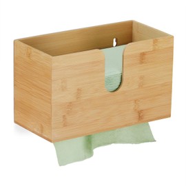 Relaxdays Bamboo Paper Dispenser for H2 Paper Hand Towels Wall Mounted H x W x D 16 x 27 x 13 cm Natural