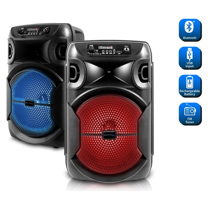 Technical Pro (2) BOOMPACK8 8" Powered Wireless Rechargeable Bluetooth Speakers