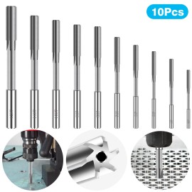 TheSiliconValley 10pcs Machine Reamer Set HSS H7 Straight Flute Chucking Reamer Milling Cutter