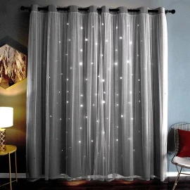 Quioo Store Cortina Blackout De 2 Panel Con Estrellas De 132x213cm