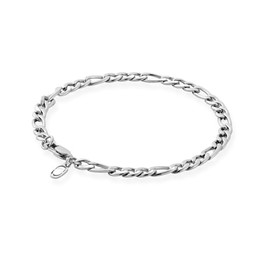 CRAFTD | Silver Figaro Link Bracelet | Durable Rhodium & 316L Stainless Steel | Waterproof, Heat & Sweat Resistant | Gifts for Men | Men's Jewelry | Size 5MM | Length 8.5"