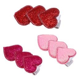 3 Pieces Sweet Valentine's Day Heart Hair Clips Heart Glitter Sequin Heart Hairpins Fashion Bangs Barrettes Solid Side Hair Clips for Girls Birthday Party Wedding Themed Party Hair Accessories (Multiple colors, One size)