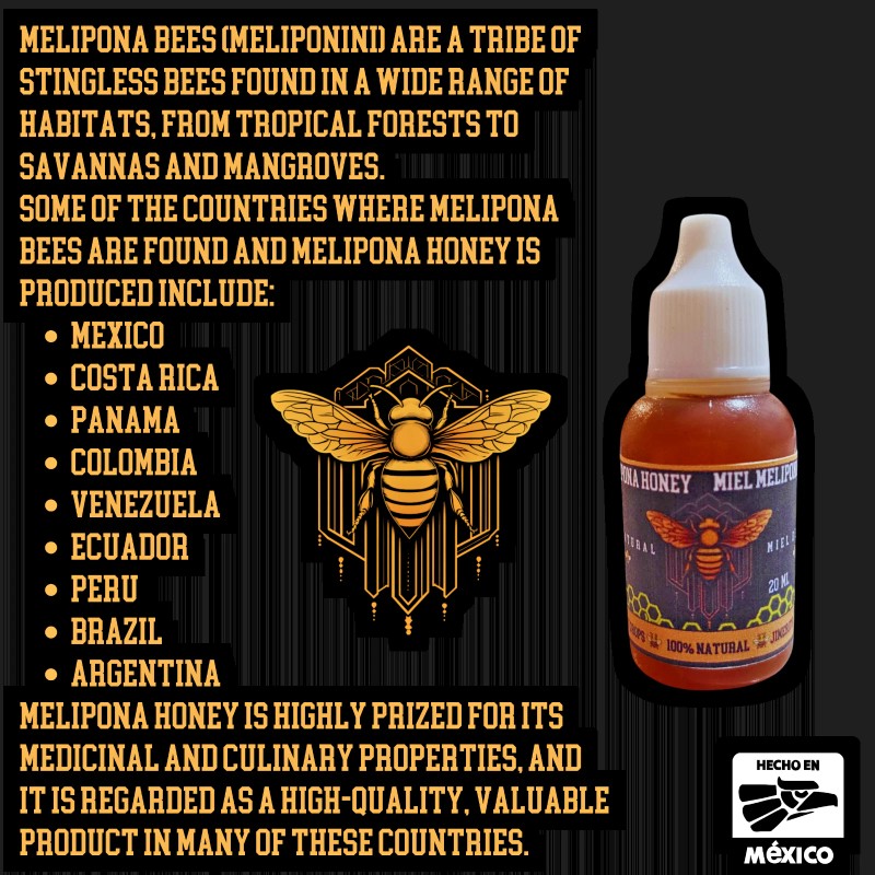 melipona y jimerito JIMERITO HONEY, MIEL MELIPONA GOTAS, 20ML,100% PURE