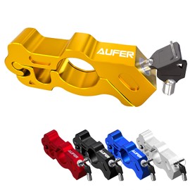 AUFER Universal Heavy Duty Motorcycle Grip Handlebar Lock Throttle Lock Anti Theft Brake Lever Locking Compatible with for Most of Motorcycle Motorbike Sports Bikes Scooter Mopeds ATVs (Golden)