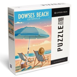 Lantern Press 1000 Piece Jigsaw Puzzle, Osterville, Cape Cod, Massachusetts, Beach Chair and Umbrella