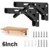 2 Pack 6 Inch Folding Shelf Brackets, 90° Metal Wall
