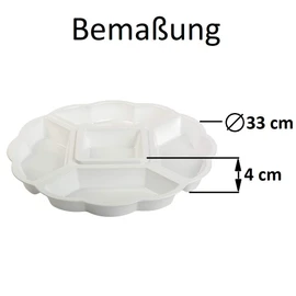 Engelland Serving Platter Snack Bowl, Plastic, Appetizer Divider, 5 Compartments, Beige, 33 cm