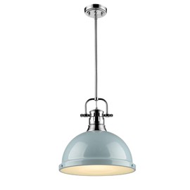 Golden Lighting 3604-L CH-SF Duncan Pendant, Chrome with Seafoam Shade