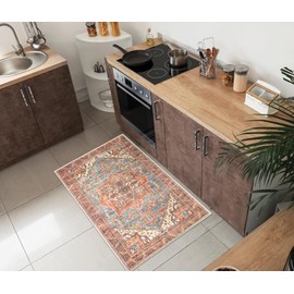 Keen Home Design 2x3 Rug - Machine Washable Entry Rug with Non-Slip Backing, Ideal for Enteryway, Kitchen, Bathroom, Laundry Room - Vintage, Easy Clean, Durable, Low Pile Rug - (2' x 3')