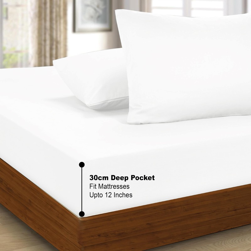 Funky Gadgets Super King Fitted Sheet White - (12 Inch)