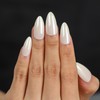 OIFEN Pearl White Chrome Press On Nails Medium Almond, 30pcs