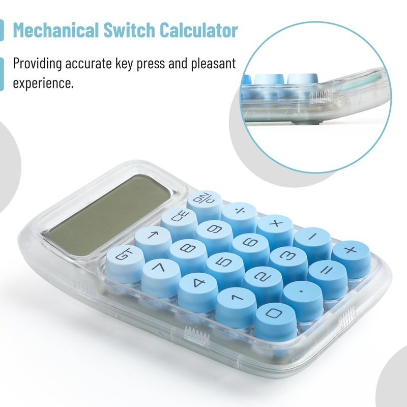 Mr. Pen- Mechanical Switch Calculator, 10 Digits, Blue, Transparent Body,