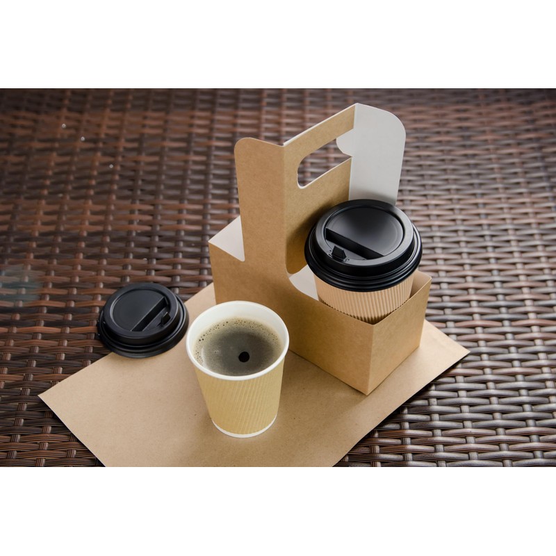 2 Cup Kraft Cardboard Beverage Carrier (Pack of 10) -