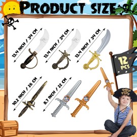 Liliful 12 Pcs Pirate Sword Cosplay Pirate Dagger Plastic Pirate Cutlass Sword Christmas Role Play Party Gifts(Pirate Sword, Knife)