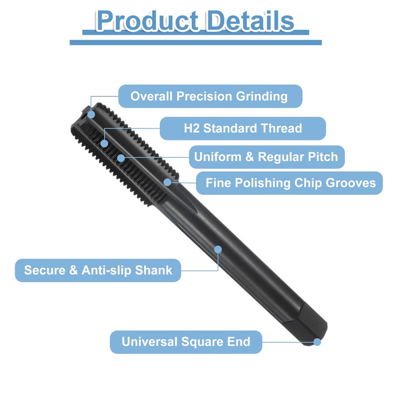 sourcing map Straight Flute Thread Tap, M12 x 1.25 Metric