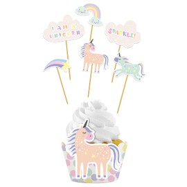 Folat 68303 Cupcake Deko-Set Unicorns & Rainbows-12-teilig, Mehrfarben