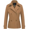 CREATMO US Women Double Breasted Cropped Trench Coat Casual Rain