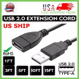 iSellParts High-Speed USB to USB Extension Cable USB 2.0 Adapter Extender Cord Male/Female - 5 ft